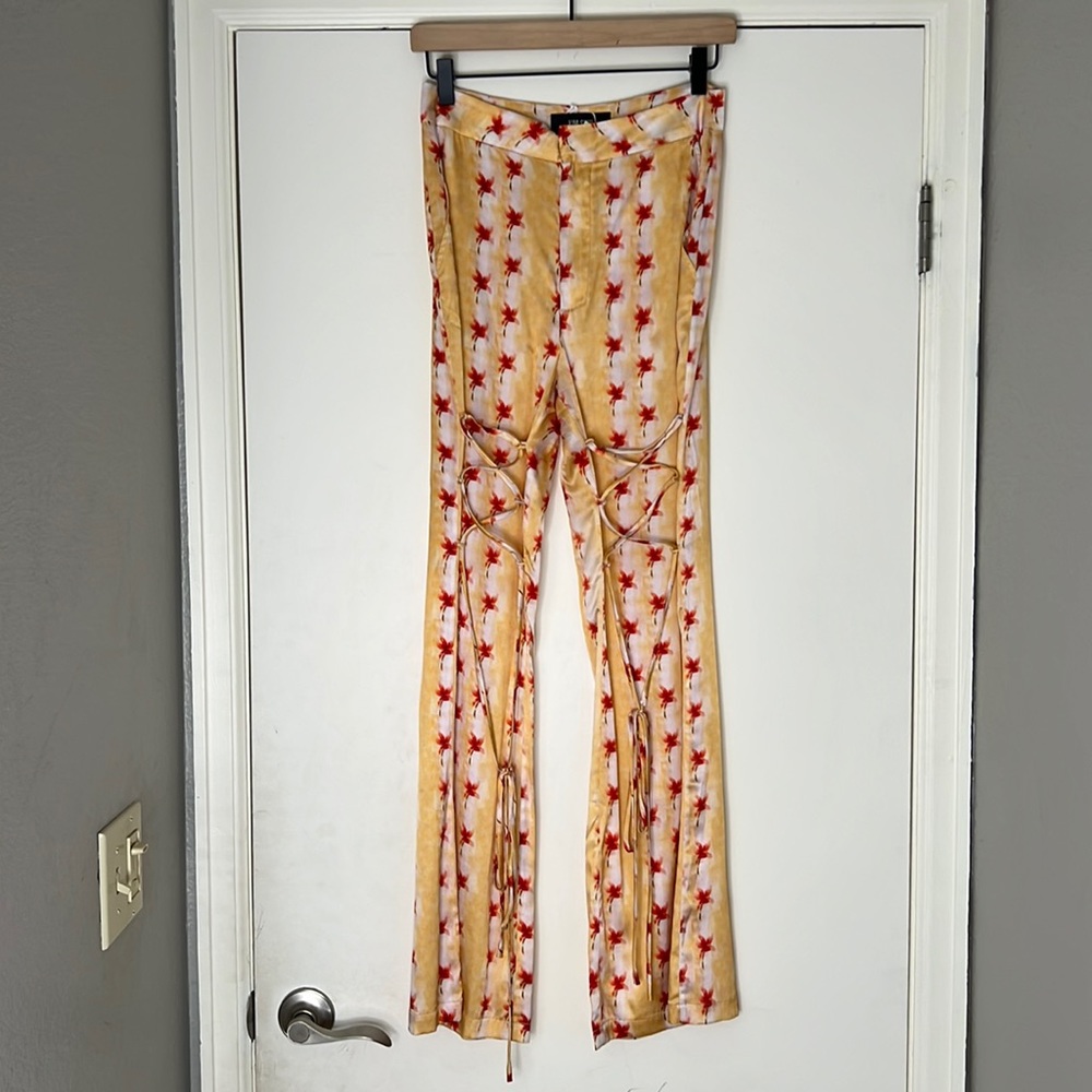 Kim Shui Silk Flower Tie Front Pants S